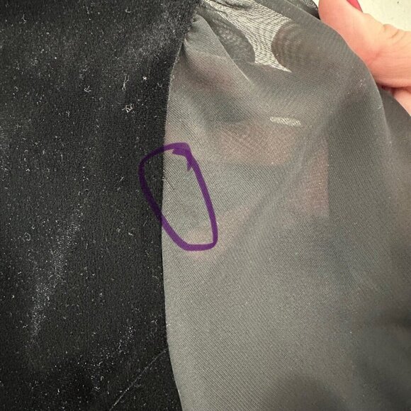 Vtg Bay Studio Velvet Jacket Petite XL Sheer Sleeve Rhinestone Button Evening - Picture 11 of 11